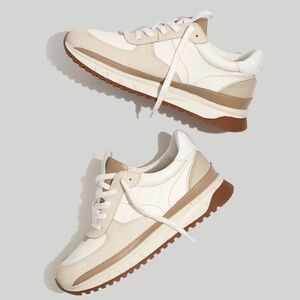 New! Madewell Kickoff Trainer Sneakers Leather Antique Cream Platform Shoes